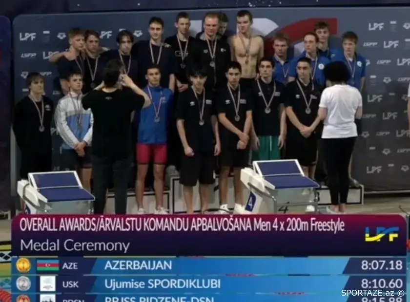 Azərbaycanın üzgüçülük komandası Latviyada qızıl medal qazanıb
